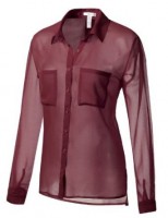 blusa chifon semi tranparente  mangas largas 